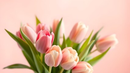 Fototapeta premium Whispers of Spring Elegant Tulip Bouquet in Soft Pastel Gradient