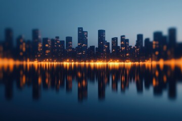 Fototapeta premium city skyline at night with water reflection