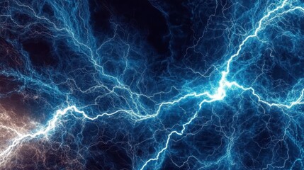 Dramatic Blue Lightning Storm Background with Intricate Branching Strokes