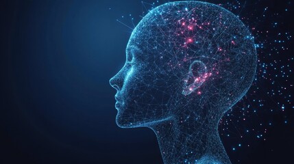Obraz premium The image is of a human head profile and jigsaw puzzle and shows cognitive psychology and psychotherapy concepts, mental health, brain disorders, personality disorders, and modern line design created