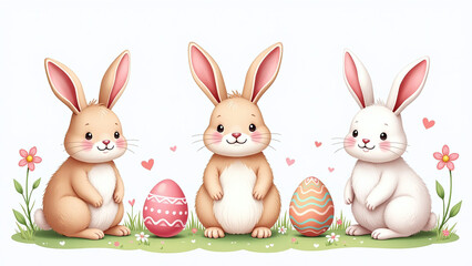 fluffy rabbits easter eggs cute doodles make collection adorable designs cards