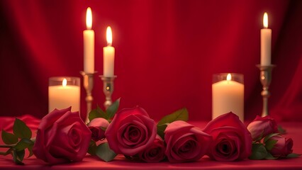 Elegant Romantic Dinner Setting with Roses and Soft Pastel Aesthetics