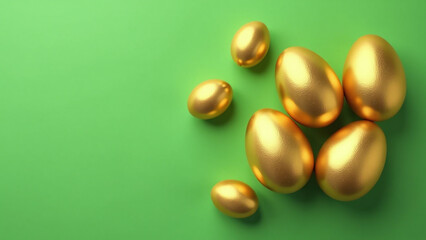 golden easter eggs green background make great promotional product
