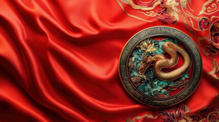 Obraz premium Traditional Chinese Jewelry on Red Silk Background