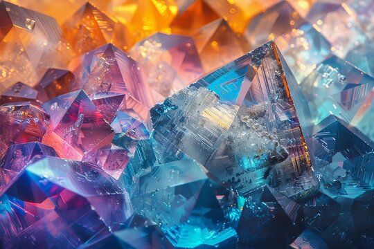 Gemstone close up with vibrant colors and intricate details.