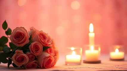 Elegant Candlelit Dinner with Roses Soft Vintage Romance