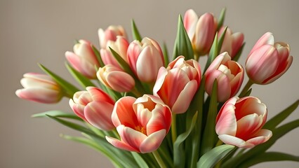 Obraz premium Soft Daylight Hyper-Realistic Tulip Bouquet in Muted Earth Tones