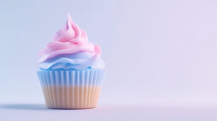 cupcake with pink and blue frosting