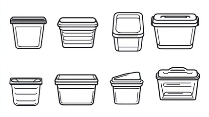 Various Plastic Storage Containers Illustration