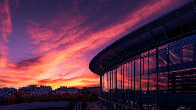 twilight sky at Santiago bernabeu night,Madrid,Spain,generative ai