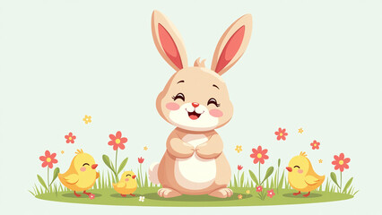 modern easter bunny cartoon holiday vector character designed rabbit hare flowers