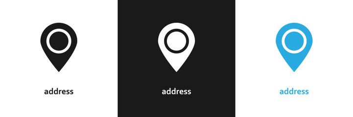 Map pin icon set. Location, address vector icon.