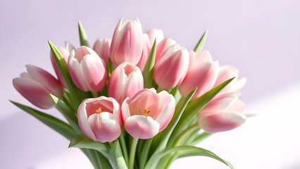 Fototapeta premium Soft Daylight Elegance Vintage Tulips in Lavender with Delicate Reflections