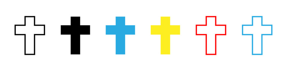 Obraz premium Christian cross vector symbol or icon. Christianity religion symbol