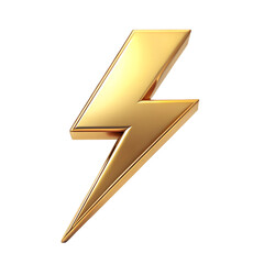 3d gold lightning bolt isolated on white background