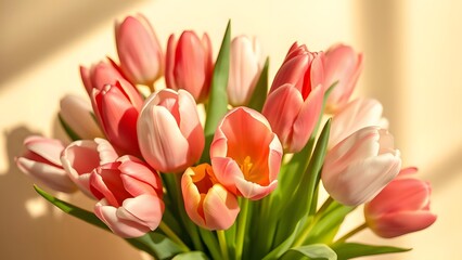 Fototapeta premium Elegant Tulip Bouquet in Luxurious Gold and Cream Setting