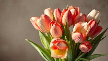 Naklejka premium Soft daylight tulip bouquet with realistic details and gentle movement