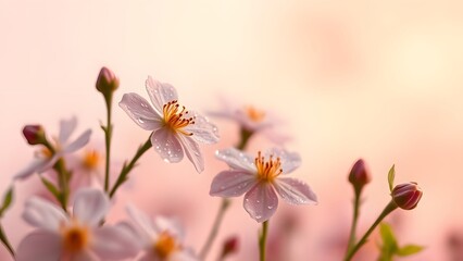 Obraz premium Gentle Awakening Dewy Blooms in Soft Studio Light