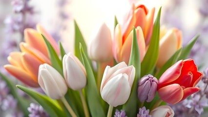 Soothing Tulip Bouquet in Soft Lavender Light with Elegant Highlights