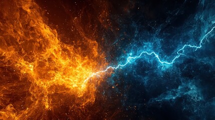 Naklejka premium Abstract Background Depicting the Clash of Fire and Lightning Elements