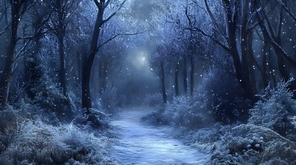 Obraz premium A winter forest its trees covered in a thick layer of ice