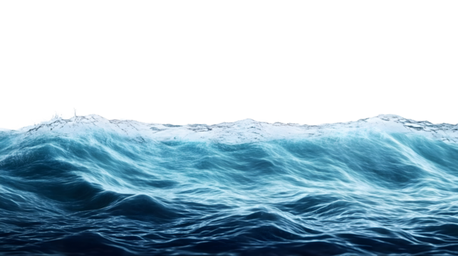 ocean water surface , isolated on transparent background cutout , generative ai