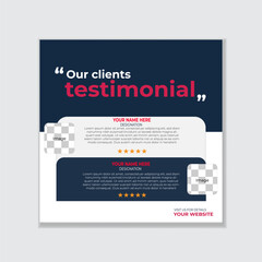 Creative client feedback review or client social media testimonial template or web banner template sample.
