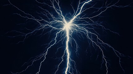 Dramatic Lightning Strike on Dark Sky Backdrop Creating a Powerful Effect