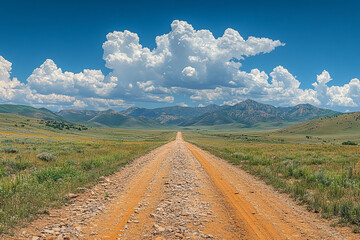Fototapeta premium A Serene Journey Through Rolling Hills and Majestic Clouds