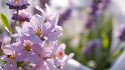 Obraz premium Ethereal Beauty Dew-kissed Blooms in Spring Morning Light