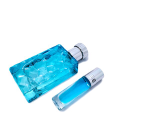 blank blue glass perfume bottles