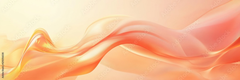 Poster Abstract flowing waves in soft orange and yellow shades creating a soothing background for various applications. Generative AI