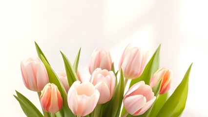 Naklejka premium Soft Pastel Tulips Delicate Reflections in Pastel Rainbow Light