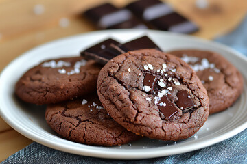 Fototapeta premium dark chocolate sea salt cookies