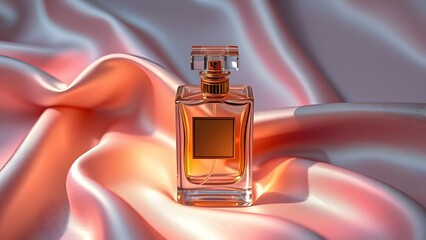 Naklejka premium Golden Accents Luxurious Perfume Bottle on Silken Elegance