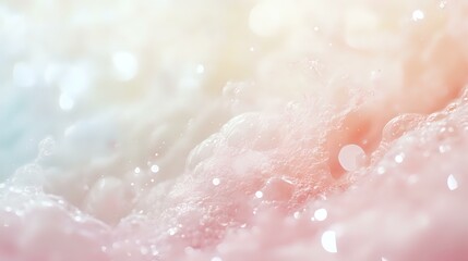 Fototapeta premium Dreamy soft pink and white bokeh background with delicate blurred circles and gentle light effects creates ethereal, romantic atmosphere for wedding designs and celebrations.