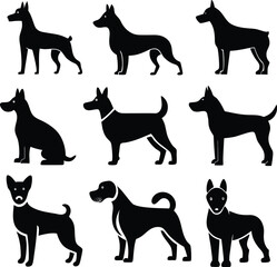 set of dog silhouettes 