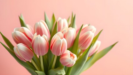 Naklejka premium Softly Lit Tulip Bouquet in Vintage Film Look Against Gradient Background