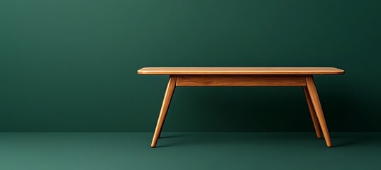 Elegant Wooden Table Banner on a Dark Green Background – Stylish Furniture Product Display for Modern Interiors