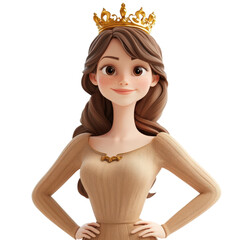 Beautiful Young Queen with Crown &ndash; Isolated PNG on White Background