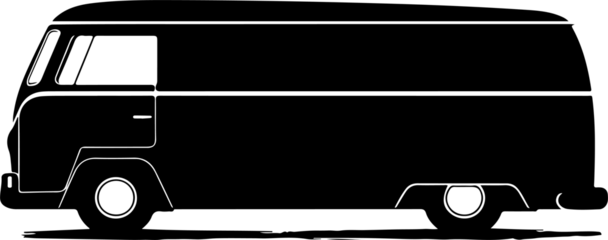 Black Silhouette of Vintage Van