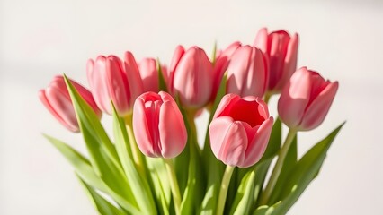 Obraz premium Soft Light Tulip Bouquet High Contrast Drama Against Pastel Reflections