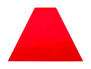 Red furry carpet. Isolated on white background with clipping path