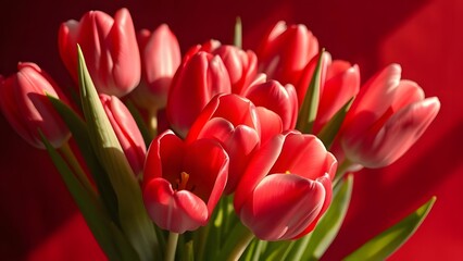 Obraz premium Velvety Tulip Bouquet Hyper-realistic Beauty in Soft Daylight