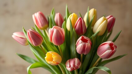 Obraz premium Tulip Elegance Fresh Blooms in Soft Light, Natural Tones