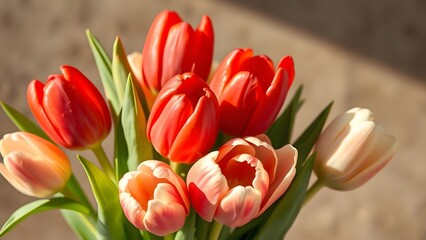 Captivating Tulip Bouquet in Soft Daylight with High Contrast Drama