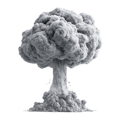 Mushroom cloud symbolizing atomic energy and its powerful impact on the environment, Nuclear Detonation Mushroom Cloud Symbolizing Atomic Explosion isolated on Transparent background