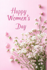 Fototapeta premium A vibrant floral arrangement with pink accents on a pastel background for Women's Day.