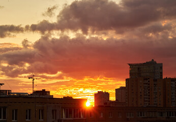 Crane Silhouette Against a Fiery Sunset
