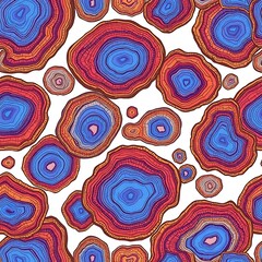 Fototapeta premium Mineral Agate Slice Pattern: A captivating illustration of sliced agate, revealing concentric rings in shades of blue and earthy tones, creating a unique and elegant pattern. 